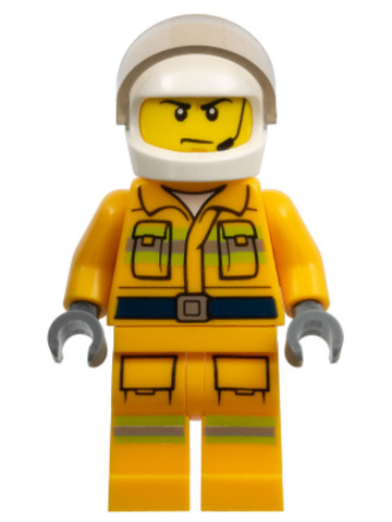 LEGO® Minifigurák cty0968 - Fire - Reflective Stripes, Bright Light Orange Suit, White Helmet, Scowl