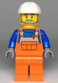 Construction Worker - Male, Orange Overalls with Reflective Stripe and Buckles over Blue Shirt, Oran