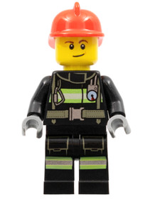 Fire - Reflective Stripes with Utility Belt, Red Fire Helmet, Lopsided Smile