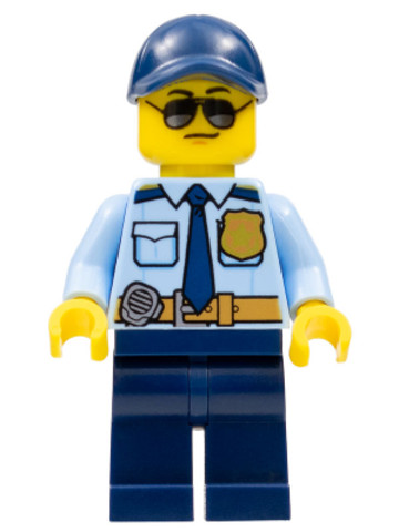 LEGO® Minifigurák cty0981 - Police - City Officer Shirt with Dark Blue Tie and Gold Badge, Dark Tan Belt with Radio, Dark Blue L