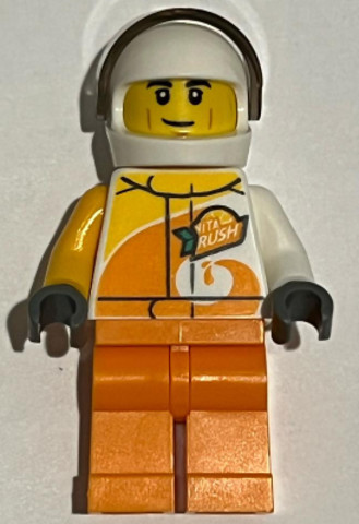 LEGO® Minifigurák cty0983a - Desert Rally Racer Driver with Orange 'ViTA RUSH' Logo and Black Eyebrows