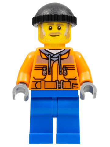 LEGO® Minifigurák cty0990 - Snow Groomer Operator - Male, Orange Safety Jacket, Reflective Stripe, Sand Blue Hoodie, Blue Legs, 