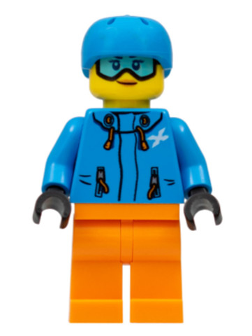 LEGO® Minifigurák cty0991 - Skier Female, Dark Azure Jacket and Helmet, Goggles with Peach Lips