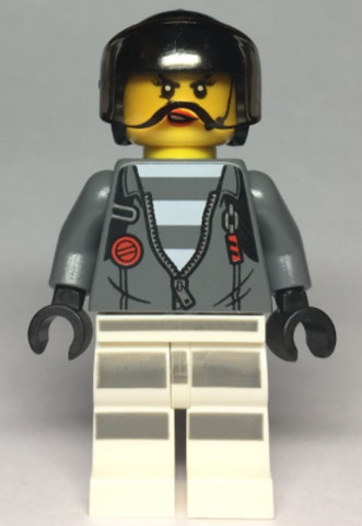 LEGO® Minifigurák cty0994 - Sky Police - Jail Prisoner Jacket over Prison Stripes, Female, Black Helmet