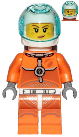 LEGO® Minifigurák cty1008 - Astronaut - Female, Orange Spacesuit with Dark Bluish Gray Lines, Trans Light Blue Large Visor, Frec