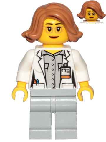 LEGO® Minifigurák cty1035 - Scientist, Botanist - Female, Glasses and Medium Nougat Hair Short Swept Sideways