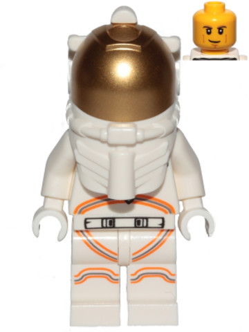 LEGO® Minifigurák cty1055 - Astronaut - Male, White Spacesuit with Orange Lines, Smirk, Cheek Lines, Black and Dark Tan Eyebrows
