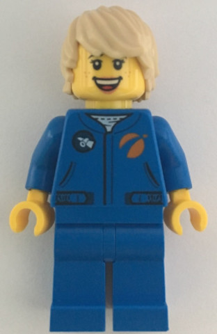LEGO® Minifigurák cty1067 - Astronaut - Female, Blue Jumpsuit, Tan Hair Tousled with Side Part, Freckles, Open Smile with Teeth