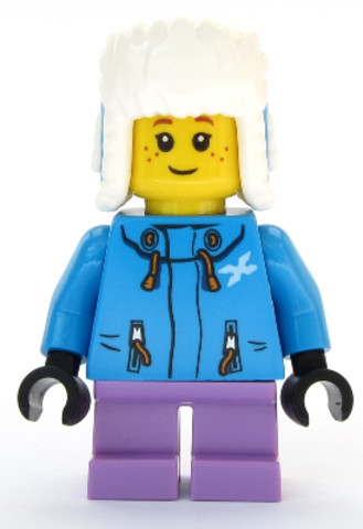 LEGO® Minifigurák cty1080 - Girl - Dark Azure Jacket, Medium Lavender Short Legs, Ushanka Hat