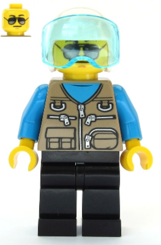 LEGO® Minifigurák cty1082 - Helicopter Pilot - Dark Tan Vest Over Dark Azure Shirt, White Helmet