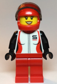 Race Car Driver, Female, Red and White Race Jacket, Red Helmet and Legs