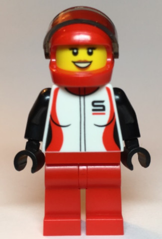 LEGO® Minifigurák cty1109 - Race Car Driver, Female, Red and White Race Jacket, Red Helmet and Legs