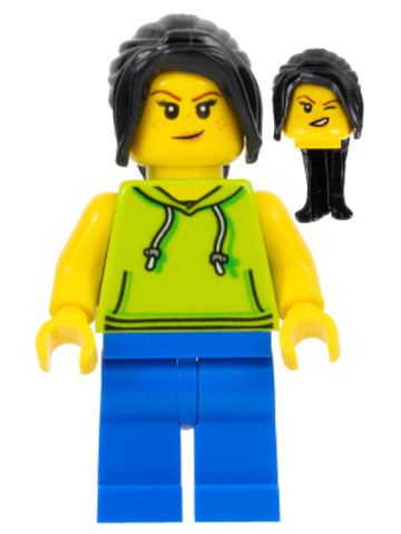 LEGO® Minifigurák cty1117 - Tourist / Surfer - Female, Lime Hoodie