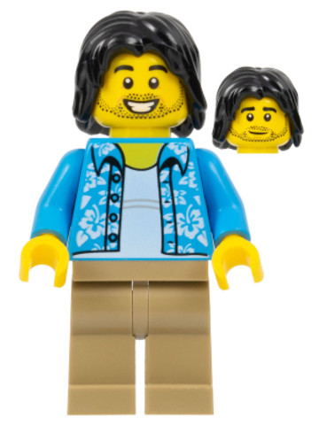 LEGO® Minifigurák cty1118 - Tourist / Surfer - Dark Azure Hawaiian Shirt