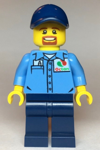 LEGO® Minifigurák cty1119 - Gas Station Worker - Medium Blue Shirt with 'Octan' Logo, Dark Blue Legs and Cap