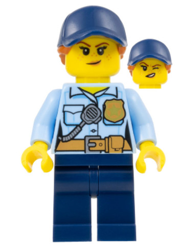 LEGO® Minifigurák cty1125 - Police - City Officer Female, Bright Light Blue Shirt with Badge and Radio, Dark Blue Legs, Dark Blu