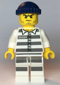 Police - Jail Prisoner 50380 Prison Stripes, Stubble, Dark Blue Knit Cap