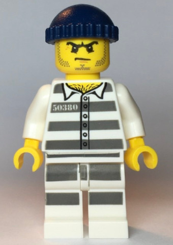 LEGO® Minifigurák cty1127 - Police - Jail Prisoner 50380 Prison Stripes, Stubble, Dark Blue Knit Cap
