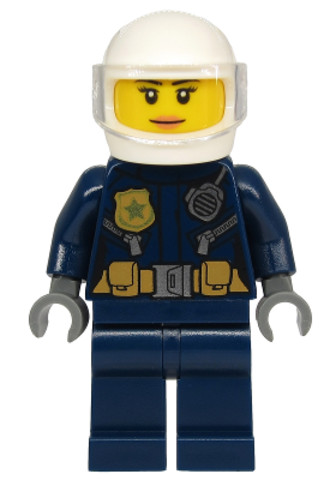 LEGO® Minifigurák cty1134 - Police - City Motorcyclist Female, Leather Jacket with Gold Badge and Utility Belt, White Helmet, Tr