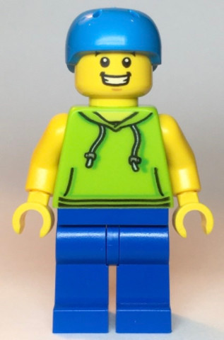LEGO® Minifigurák cty1138 - Skateboarder - Male, Lime Hoodie, Blue Legs, Dark Azure Helmet