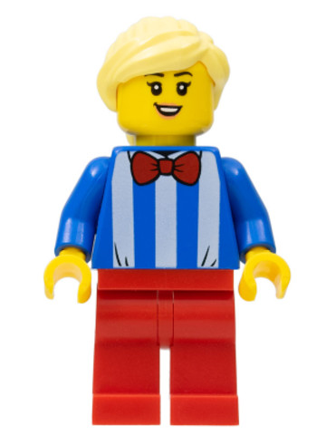 LEGO® Minifigurák cty1139 - Ice Cream Vendor - Female, Red Legs, Bright Light Yellow Hair
