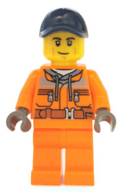 Street Sweeper Operator - Male, Orange Safety Jacket, Reflective Stripe, Sand Blue Hoodie, Orange Le