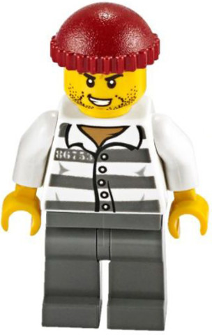 LEGO® Minifigurák cty1159 - Police - Jail Prisoner 86753 Prison Stripes, Dark Red Knit Cap, Scar, and Stubble