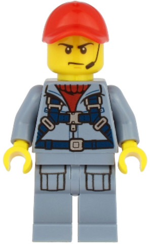 LEGO® Minifigurák cty1168 - Ocean Submarine Pilot - Male, Harness, Sand Blue Legs with Pockets, Red Cap, Headset