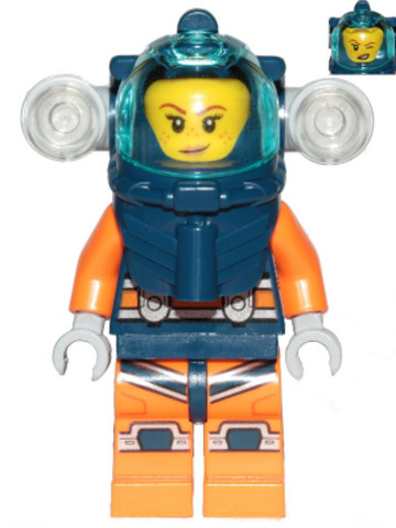 LEGO® Minifigurák cty1169 - Deep Sea Diver - Female, Dark Blue Helmet, Side Lamps, Smirk / Left Eye Squinted