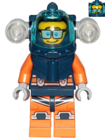 LEGO® Minifigurák cty1170 - Deep Sea Diver - Male, Dark Blue Helmet, Side Lamps, Glasses, Smile / Shocked