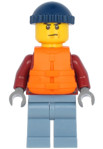 LEGO® Minifigurák cty1175 - Explorer - Male, Dark Red Hooded Sweatshirt, Sand Blue Legs, Dark Blue Knit Cap