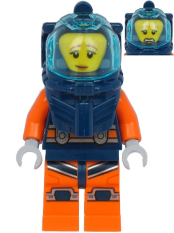 LEGO® Minifigurák cty1178 - Deep Sea Diver - Female, Dark Blue Helmet, Pensive Smile / Scared