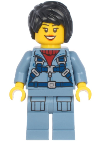 LEGO® Minifigurák cty1181 - Ocean Mini-Submarine Pilot - Female, Harness, Sand Blue Legs with Pockets, Black Hair