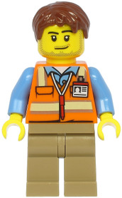 Air Traffic Controller - Male, Reddish Brown Hair, Orange Safety Vest, Dark Tan Legs