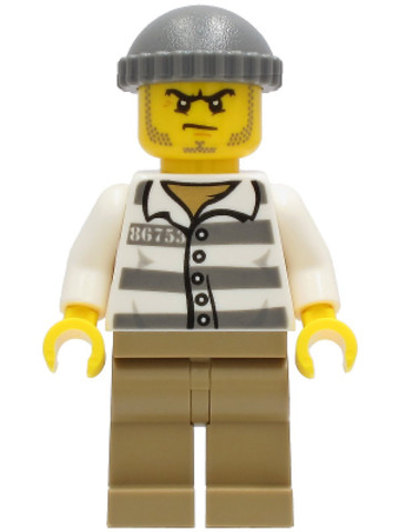 LEGO® Minifigurák cty1242 - Police - Jail Prisoner 86753 Prison Stripes, Dark Tan Legs, Dark Bluish Gray Knit Cap