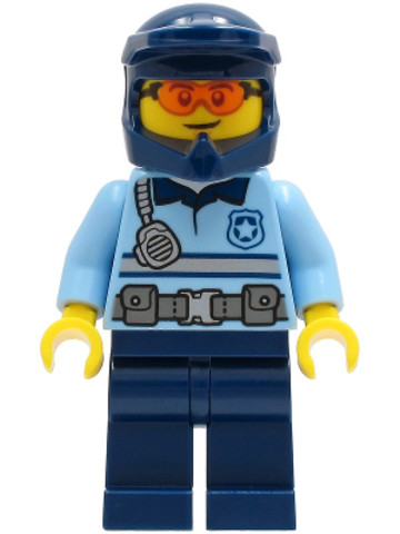 LEGO® Minifigurák cty1243 - Police - City Officer Bright Light Blue Shirt with Silver Stripe, Badge, and Radio, Dark Blue Legs, 