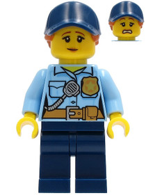 Police - City Officer Female, Bright Light Blue Shirt with Badge and Radio, Dark Blue Legs, Dark Blu
