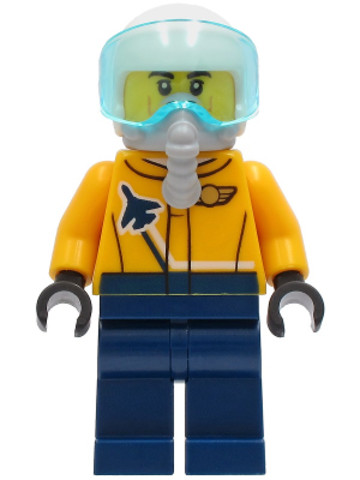 LEGO® Minifigurák cty1266 - Airshow Jet Pilot - Bright Light Orange Jacket, Dark Blue Legs, White Helmet, Oxygen Mask