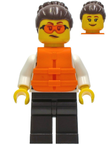 LEGO® Minifigurák cty1278 - Police - Officer Gracie Goodhart, Dark Blue Vest, Orange Life Jacket