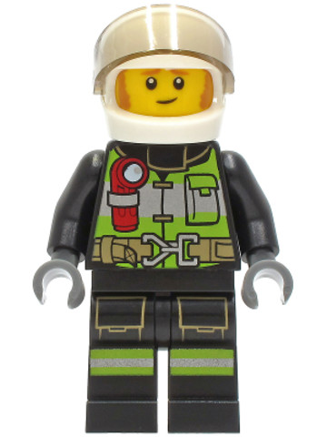 LEGO® Minifigurák cty1280 - Fire Fighter - Clemmons, White Helmet, Trans-Black Visor