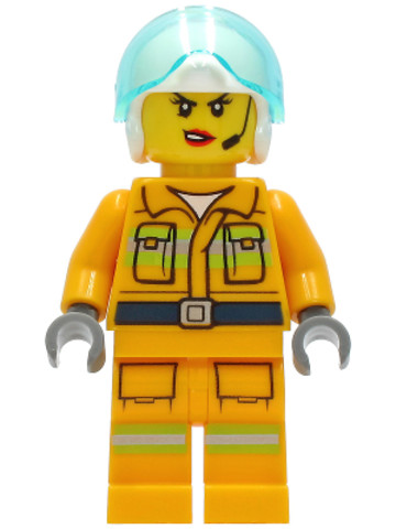 LEGO® Minifigurák cty1282 - Fire - Reflective Stripes, Bright Light Orange Suit, White Helmet, Headset