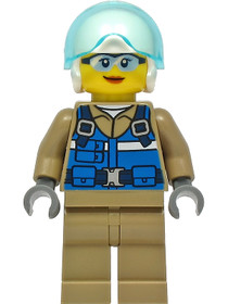 Wildlife Rescue Pilot - Female, Blue Vest, White Helmet, Dark Tan Legs