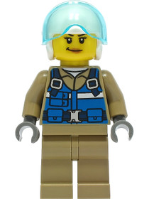 Wildlife Rescue Pilot - Female, Blue Vest, White Helmet, Dark Tan Legs, Smirk