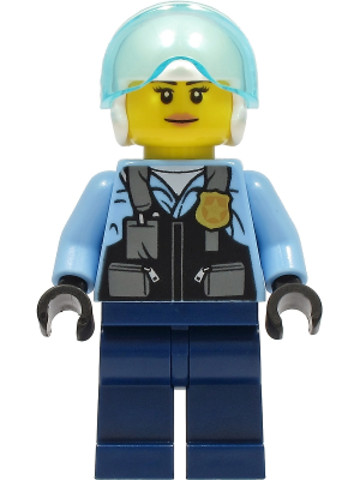 LEGO® Minifigurák cty1311 - Police - City Helicopter Pilot Female, Safety Vest with Police Badge, Dark Blue Legs, White Helmet