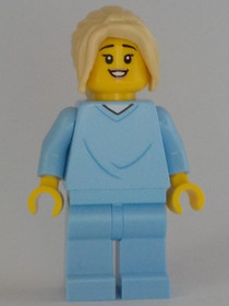 Mother, Bright Light Blue Hospital Gown, Tan Hair