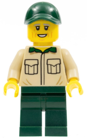 LEGO® Minifigurák cty1353 - Park Worker, Male with Tan Shirt with Pockets, Dark Green Legs and Cap