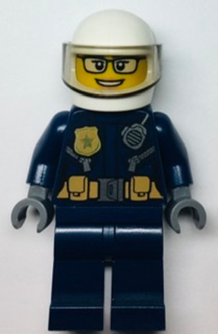 LEGO® Minifigurák cty1363 - Police - City Motorcyclist Female, Leather Jacket with Gold Badge and Utility Belt, White Helmet, Tr