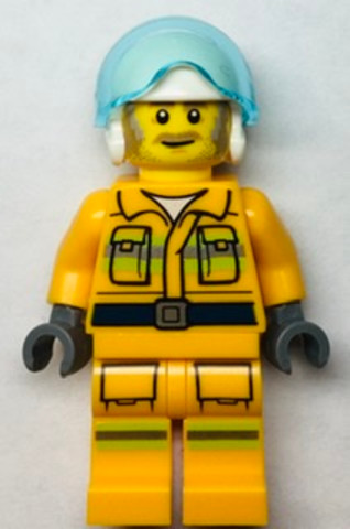 LEGO® Minifigurák cty1369 - Fire - Reflective Stripes, Bright Light Orange Suit, White Helmet, Dark Tan and Gray Beard