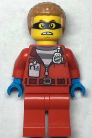 LEGO® Minifigurák cty1377 - Police - Crook Hacksaw Hank, Red Jacket with Prison Shirt and I.D. Tag