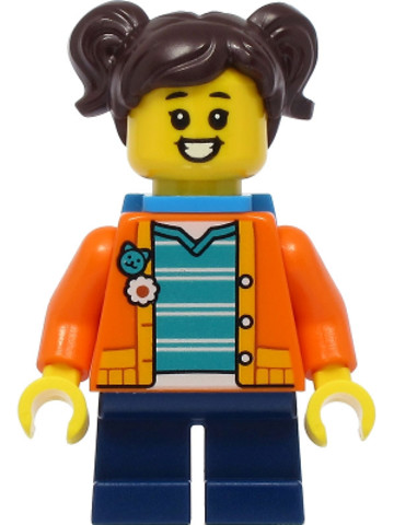 LEGO® Minifigurák cty1390 - Madison (Maddy) - Orange Jacket, Dark Azure Backpack